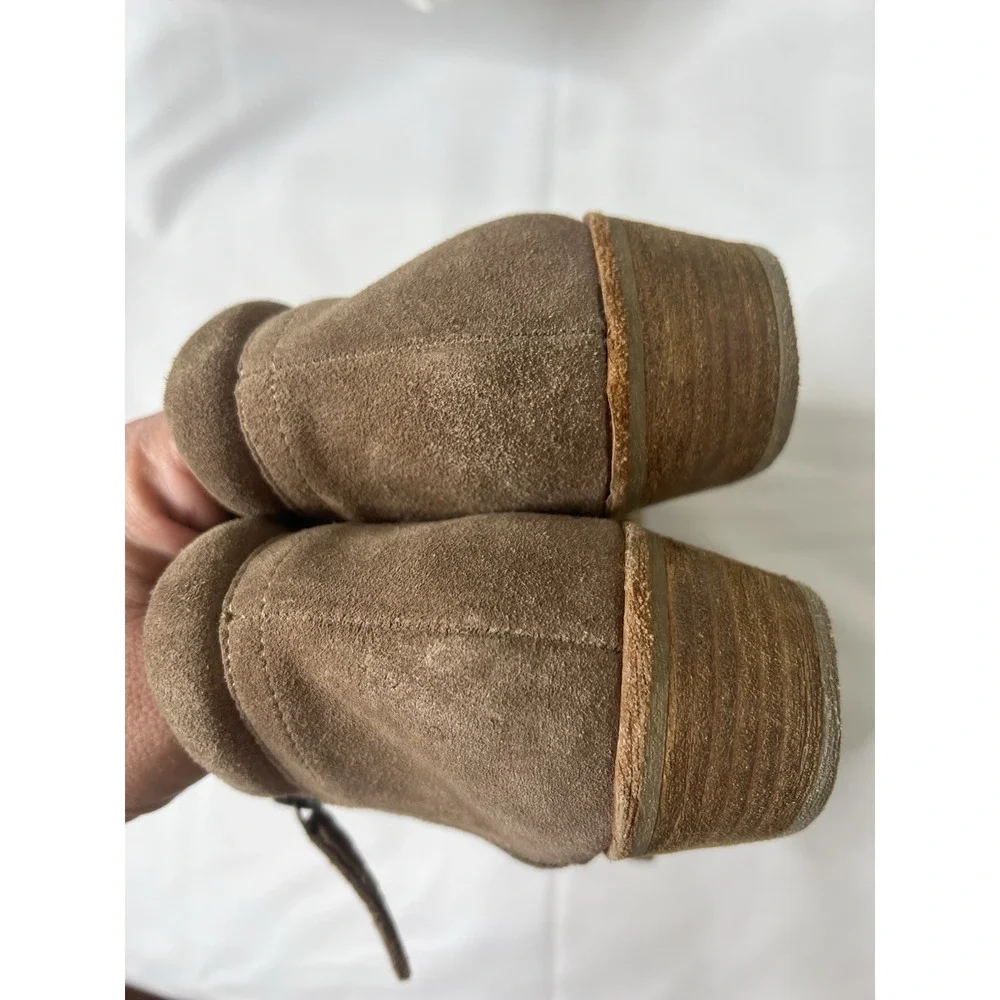 Steve Madden Tobii Suede Taupe Leather‎ Ankle Boho Booties Boots Side Zip Size 8